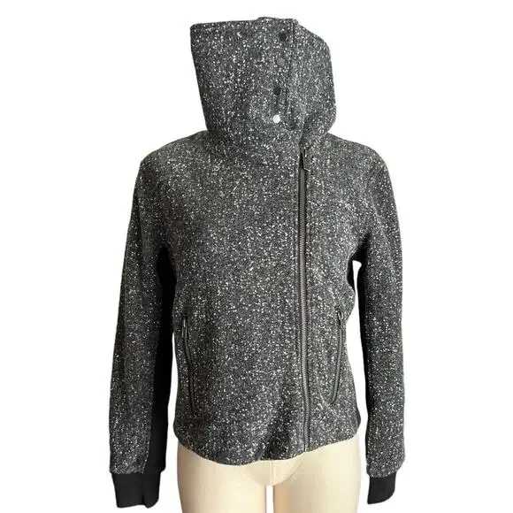 Splendid Womens Size Small Moto Coat biker jacket Gray Black Mock Neck NWT - Picture 2 of 13